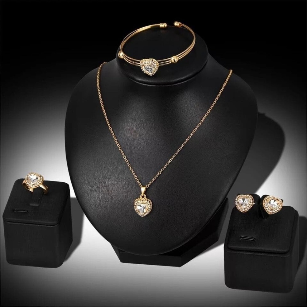 *MILLICENT* 5-Pc Gold x Rhinestone Fashion Jewelry Set